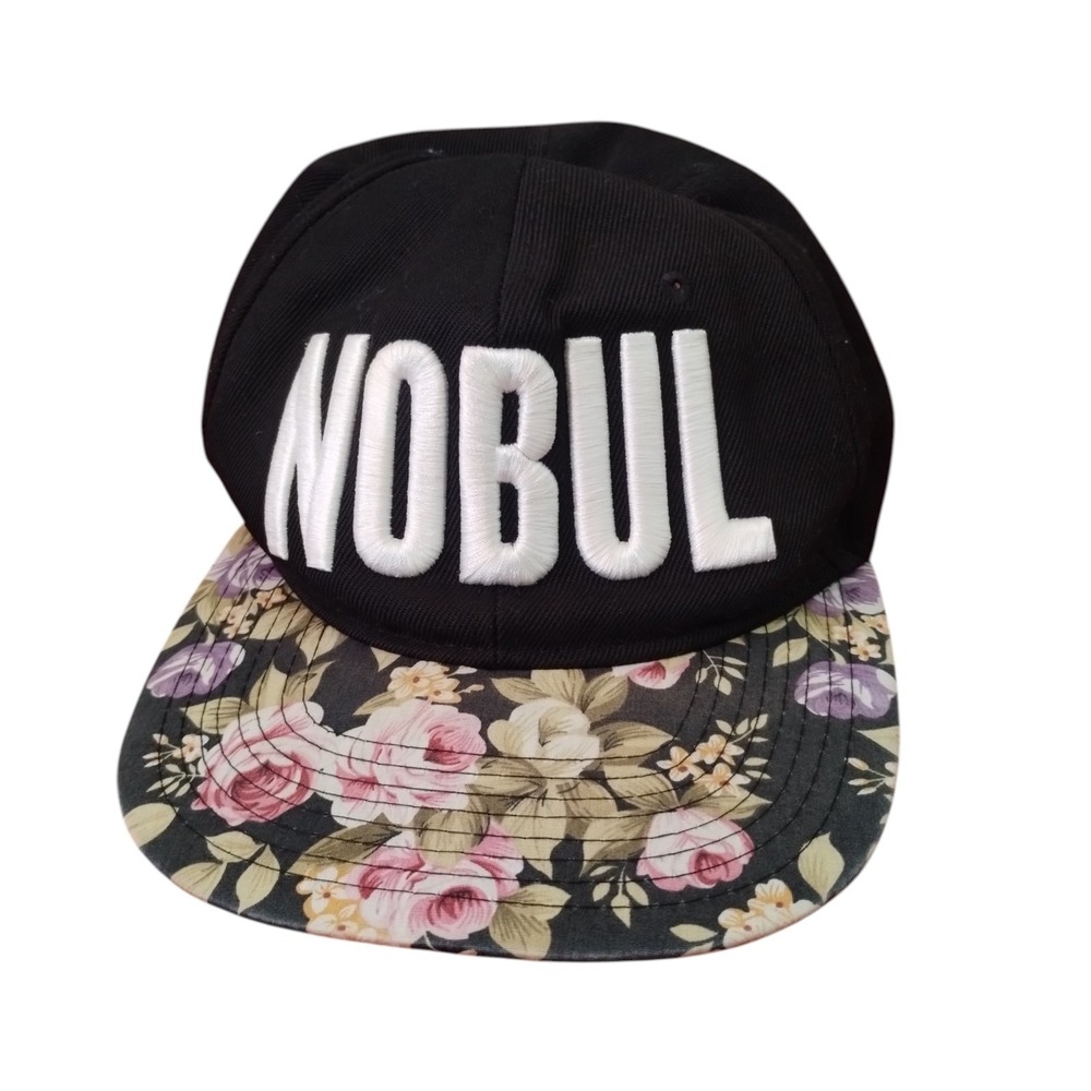NOBULL Hat Mens Black Snapback Floral Embroidered Logo Adjustable‎ Cap